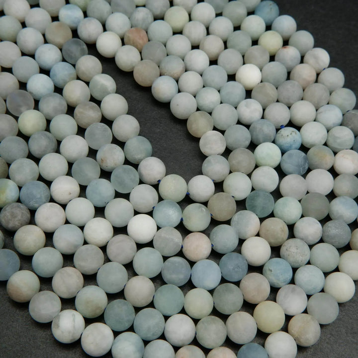 Matte finish aquamarine beads.