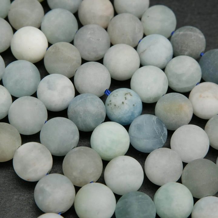 Matte finish aquamarine beads.