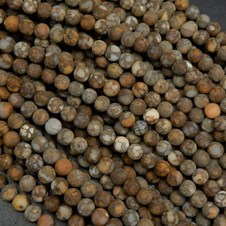 Matte finish fire lace opal beads.