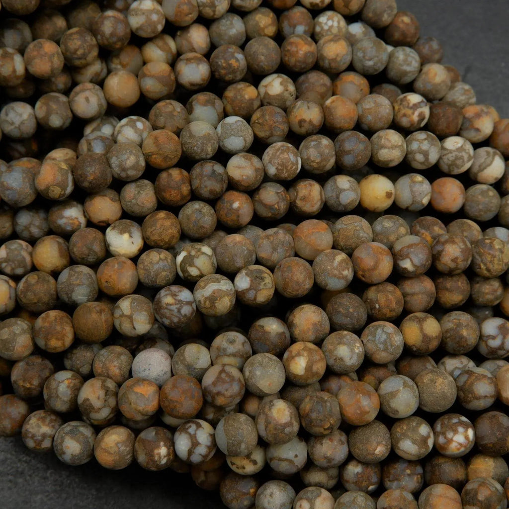 Matte finish fire lace opal beads.