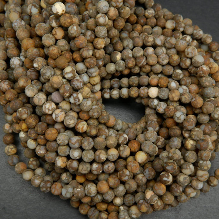 Matte finish fire lace opal beads.