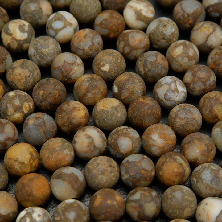 Matte finish fire lace opal beads.