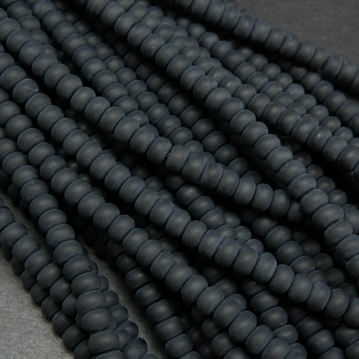 Rondelle matte black onyx beads.