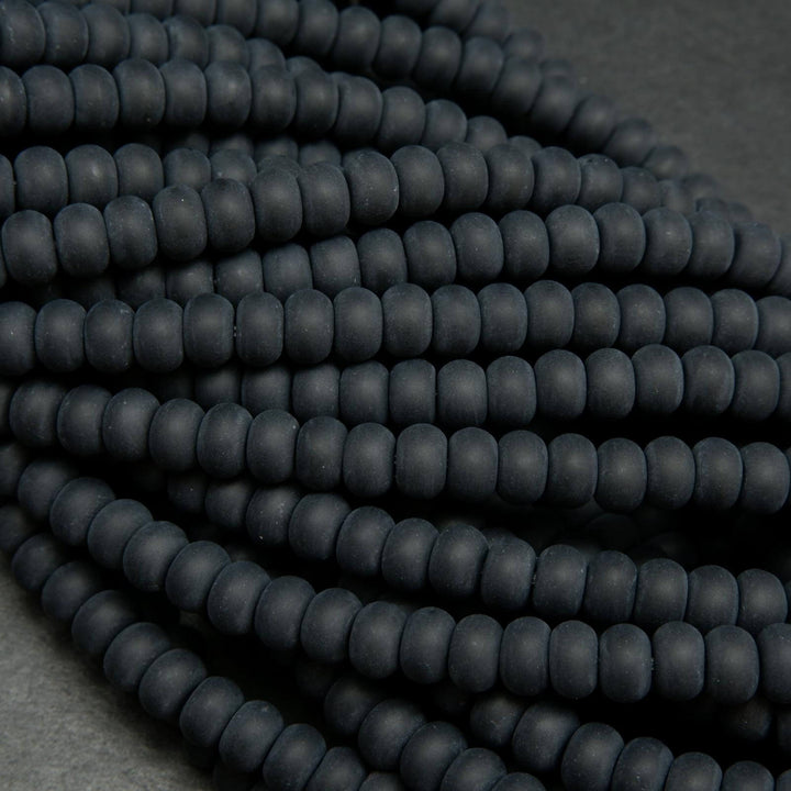 Rondelle matte black onyx beads.