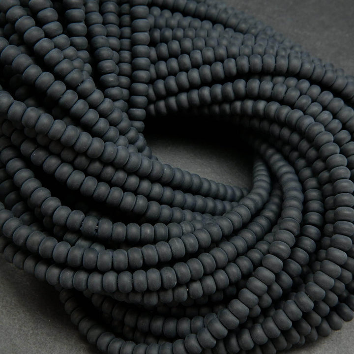 Rondelle matte black onyx beads.