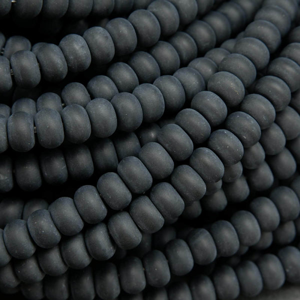 Rondelle matte black onyx beads.