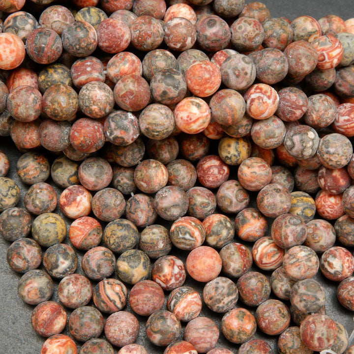 Red leopard skin jasper beads matte finish rounds.