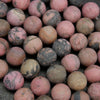 Matte Finish Pink Rhodonite w/ Matrix Beads.