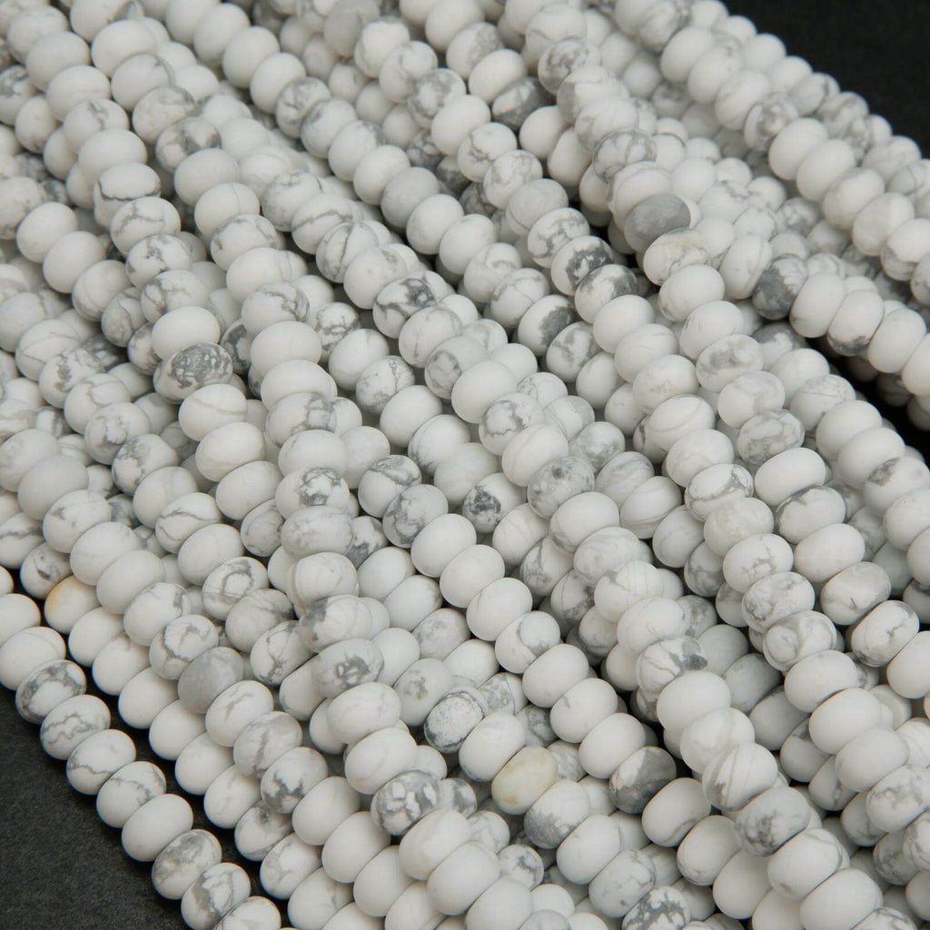White howlite matte rondelle beads.