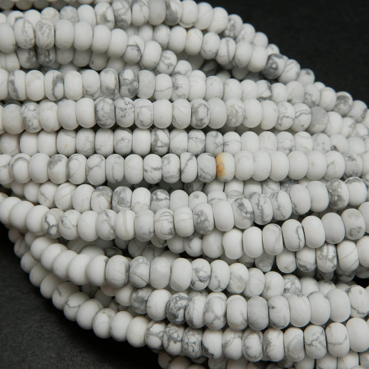 White howlite matte rondelle beads.