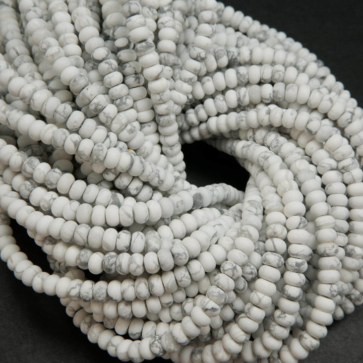 White howlite matte rondelle beads.