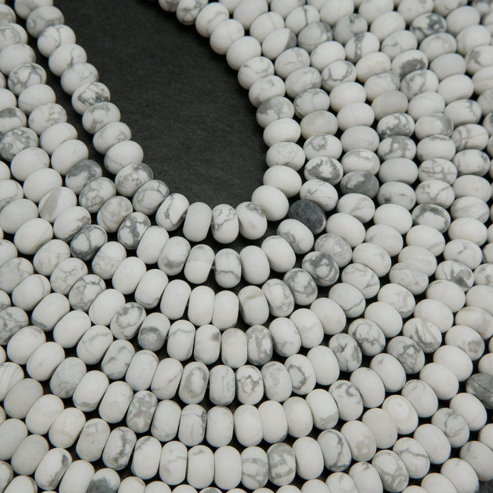 White howlite matte rondelle beads.