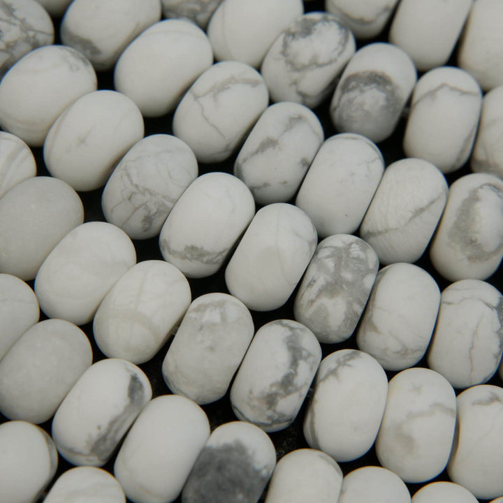 White howlite matte rondelle beads.