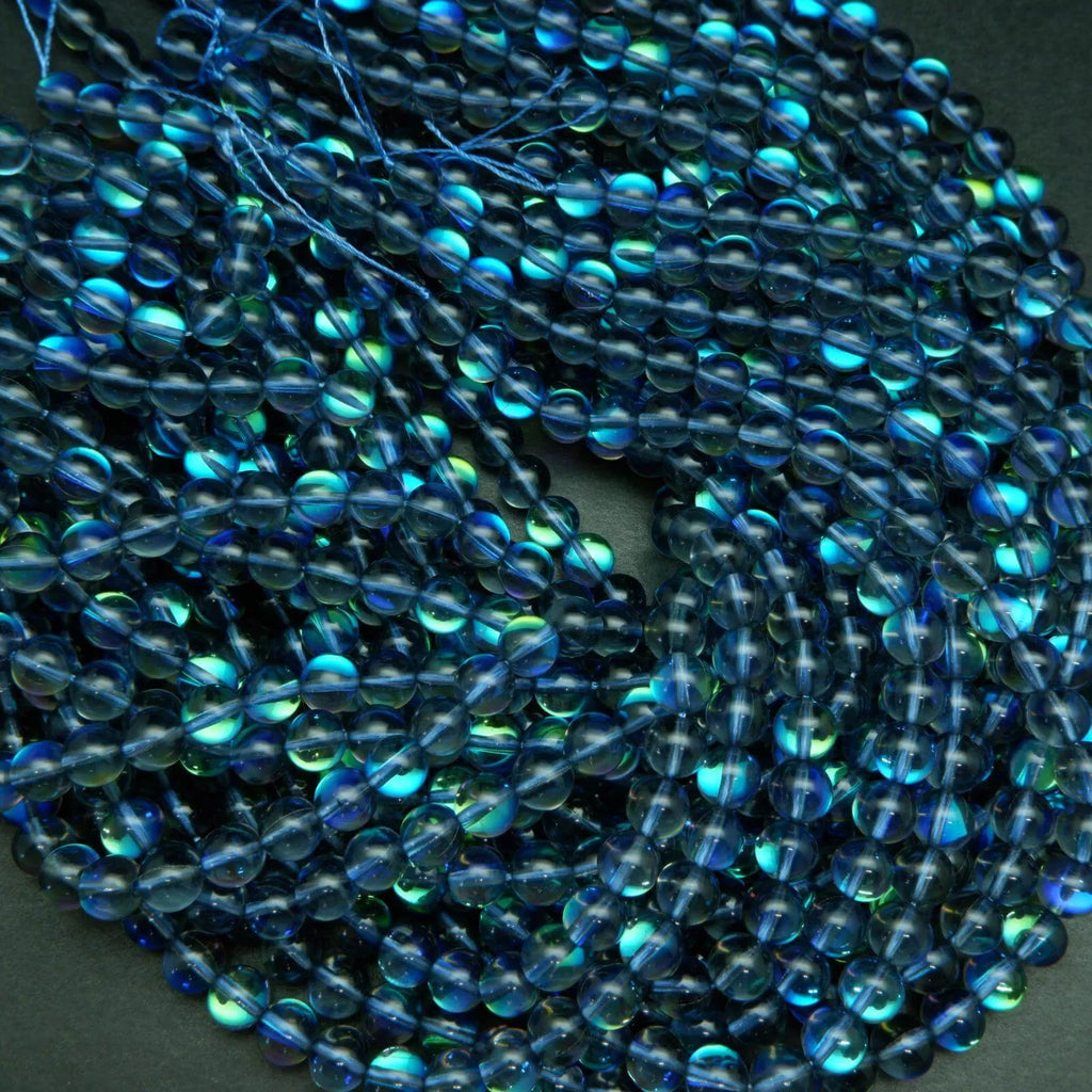 Gray Mystic Aura (syn) · Smooth · Round · 6mm, 8mm, 10mm **CLEARANCE**, Bead, Tejas Beads