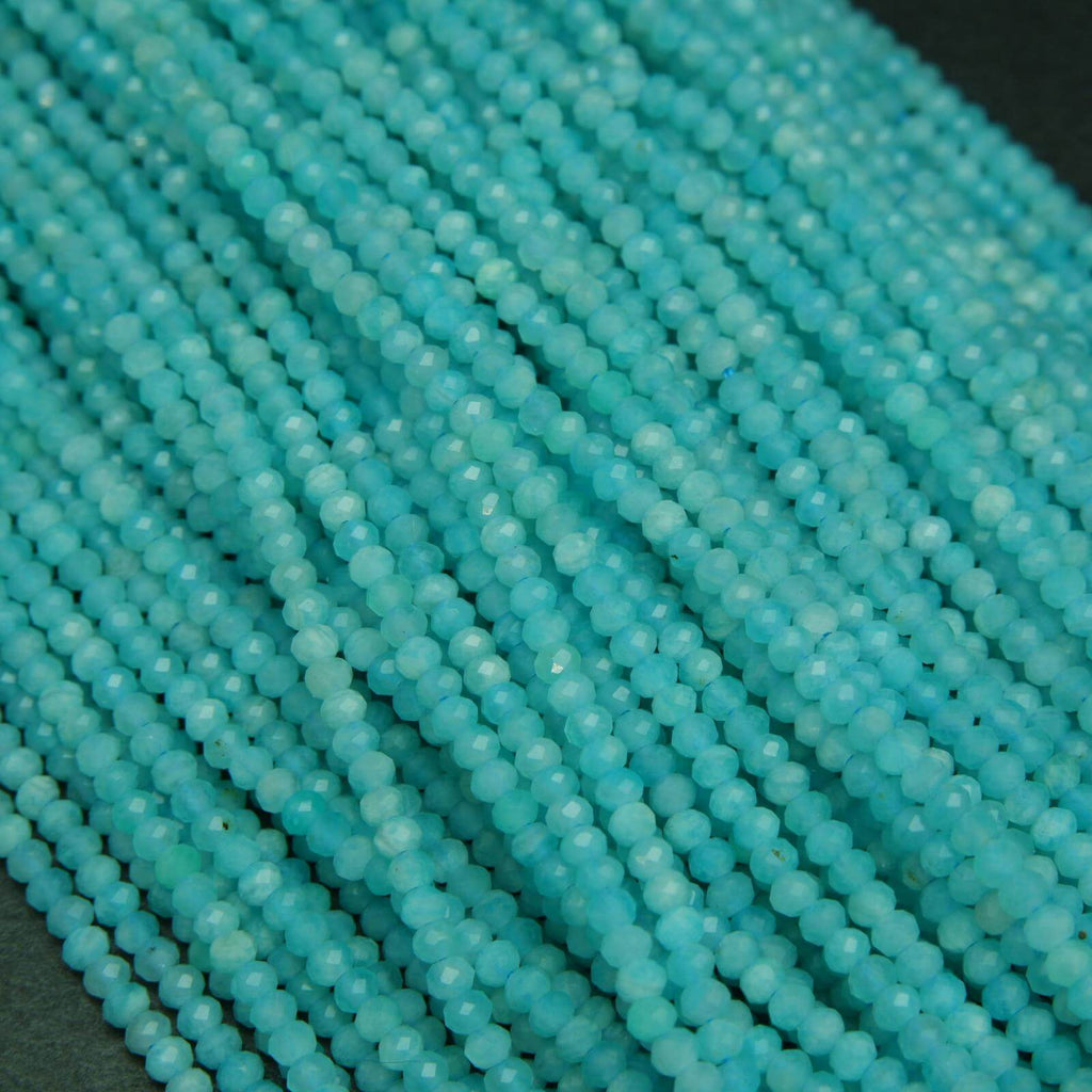 Blue-green rondelle faceted amazonite beads.