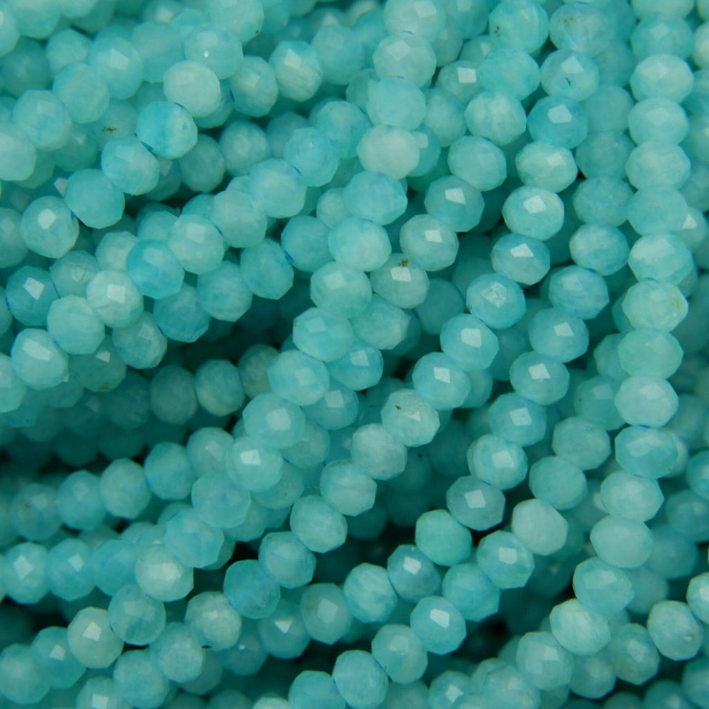 Blue-green rondelle faceted amazonite beads.
