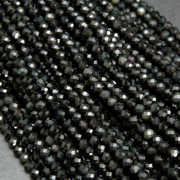 Black obsidian beads for jewelry making.