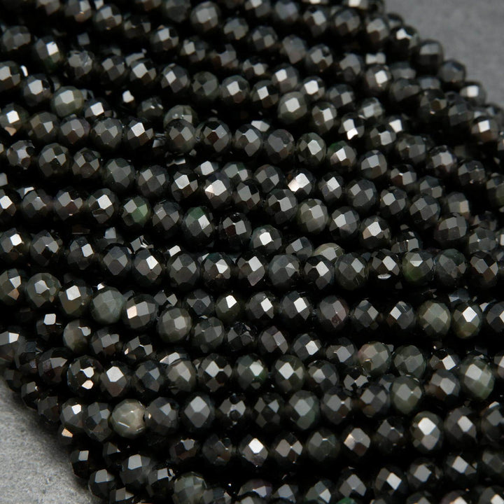 Black obsidian beads for jewelry making.