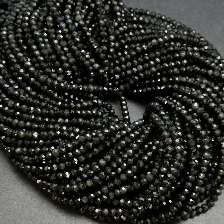 Black obsidian beads for jewelry making.