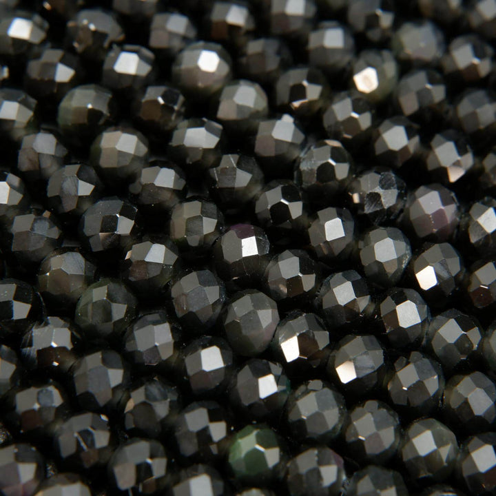 Black obsidian beads for jewelry making.