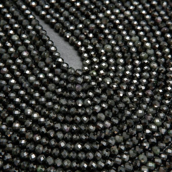 Black obsidian beads for jewelry making.