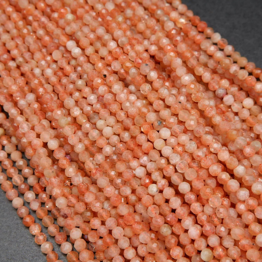 Sunstone · Microfaceted · Round · 2mm, 3mm, 4mm Bead Tejas Beads