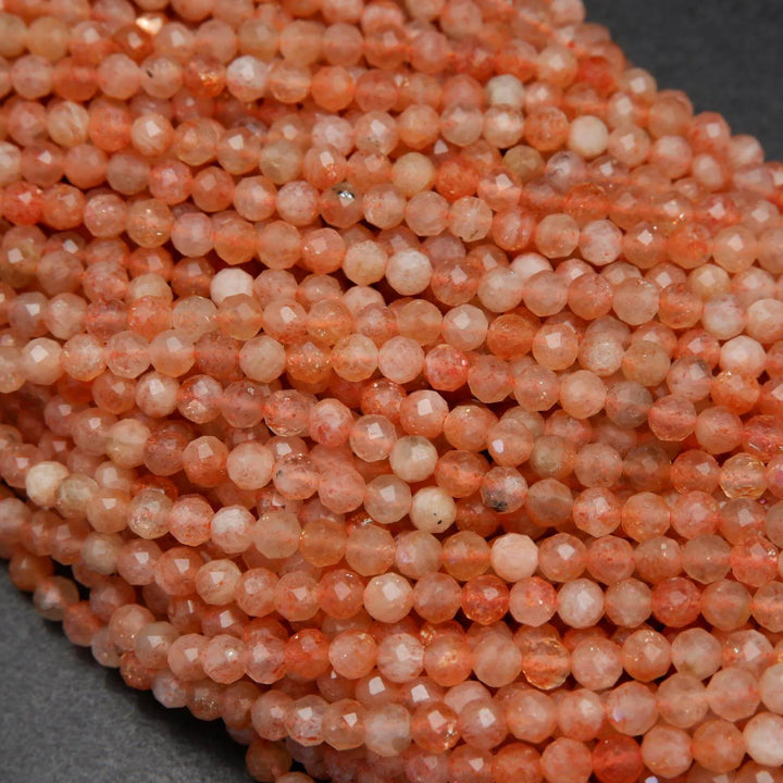 Sunstone · Microfaceted · Round · 2mm, 3mm, 4mm, Bead, Tejas Beads