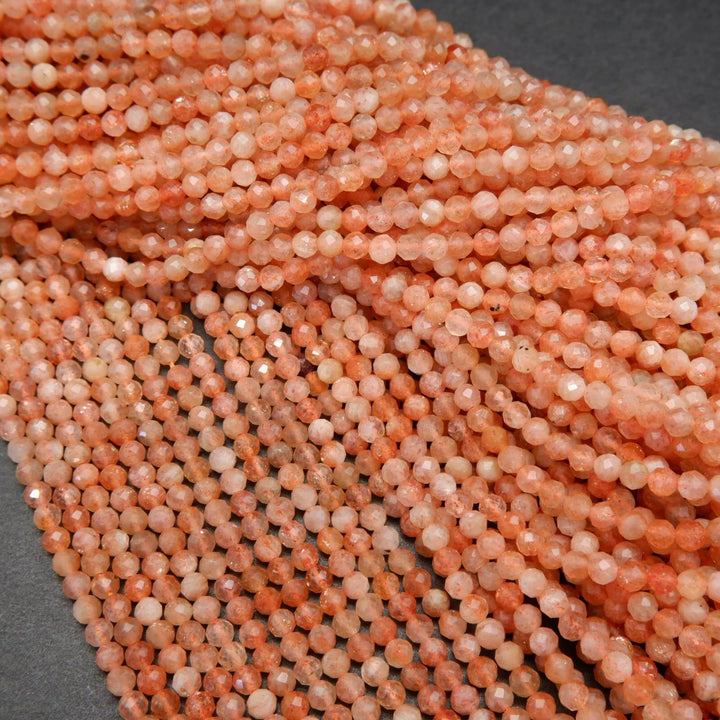 Sunstone · Microfaceted · Round · 2mm, 3mm, 4mm, Bead, Tejas Beads