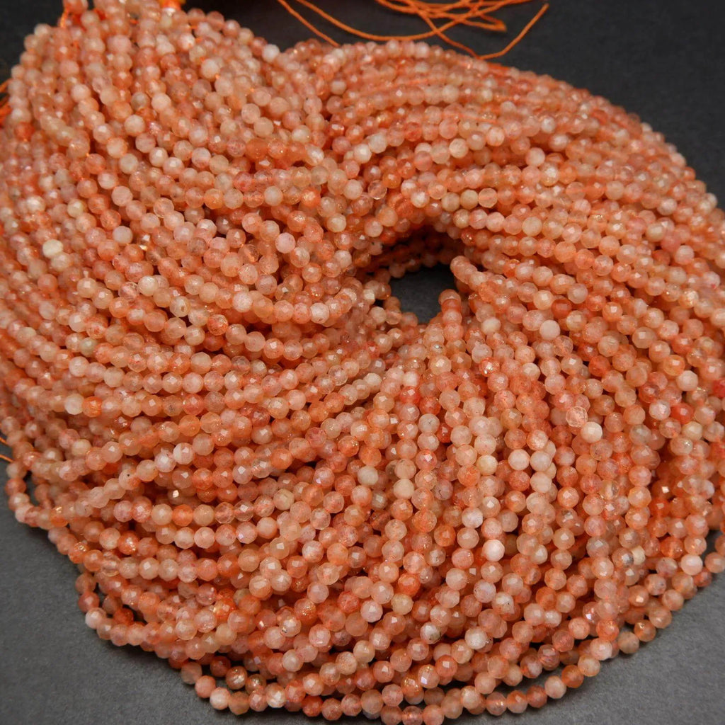 Sunstone · Microfaceted · Round · 2mm, 3mm, 4mm, Bead, Tejas Beads