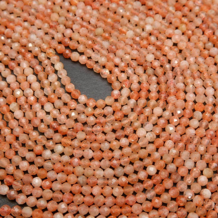 Sunstone · Microfaceted · Round · 2mm, 3mm, 4mm, Bead, Tejas Beads