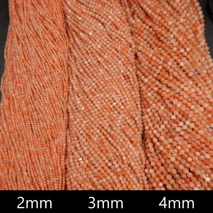 Faceted sunstone beads.