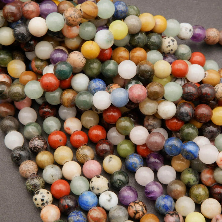 Mixed Gemstones · Smooth · Round · 6mm, 8mm, 10mm · Large Hole · 1/2 Strand, Tejas Beads, Beads