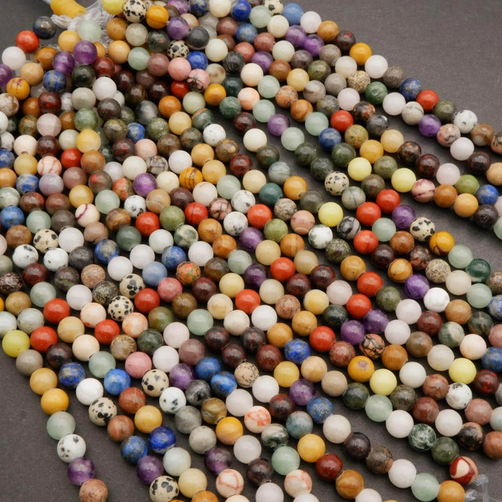 Mixed Gemstones · Smooth · Round · 6mm, 8mm, 10mm · Large Hole · 1/2 Strand, Tejas Beads, Beads