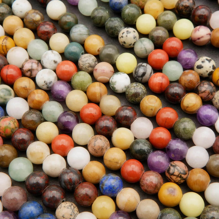 Mixed Gemstones · Smooth · Round · 6mm, 8mm, 10mm · Large Hole · 1/2 Strand, Tejas Beads, Beads