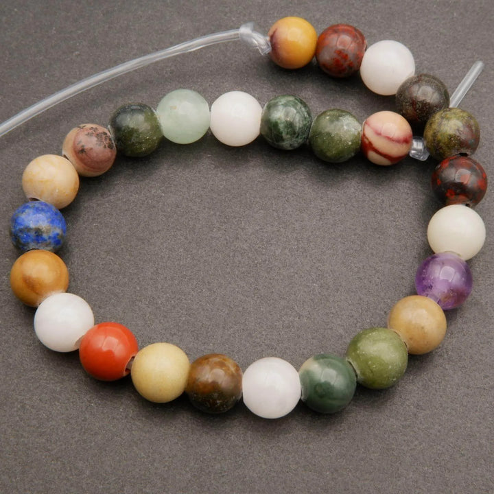 Mixed Gemstones · Smooth · Round · 6mm, 8mm, 10mm · Large Hole · 1/2 Strand, Tejas Beads, Beads