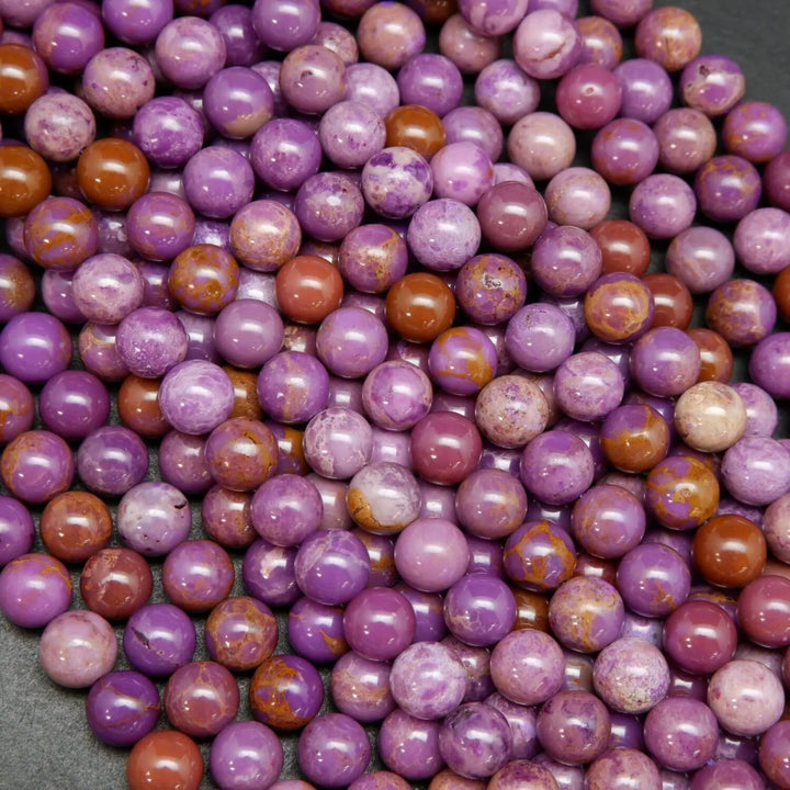 Mixed Purple Polished Round Phosphosiderite Beads