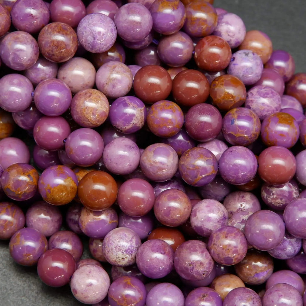 Mixed Purple Polished Round Phosphosiderite Beads