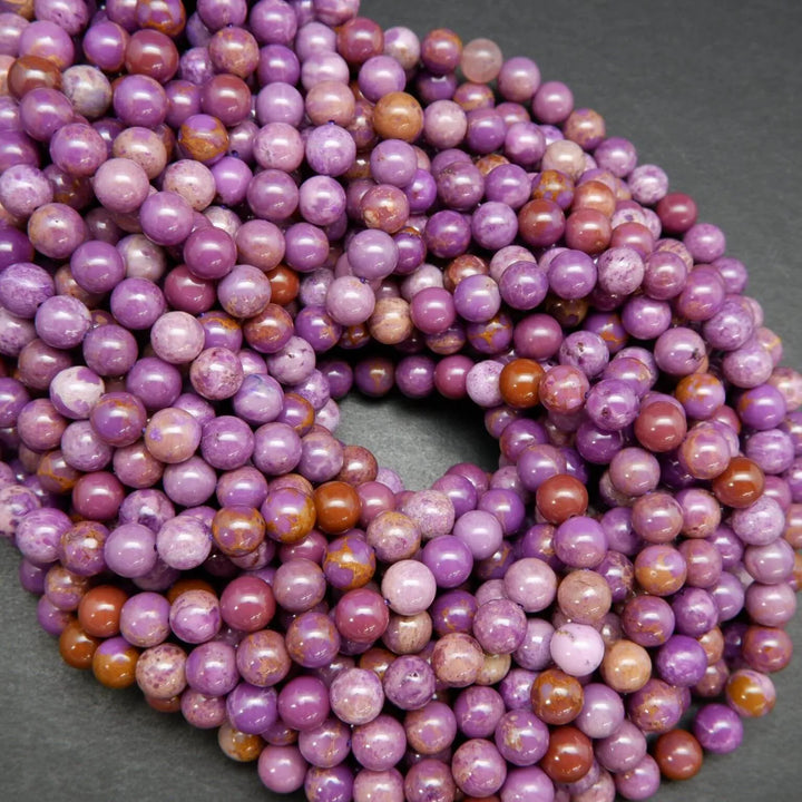 Mixed Purple Polished Round Phosphosiderite Beads