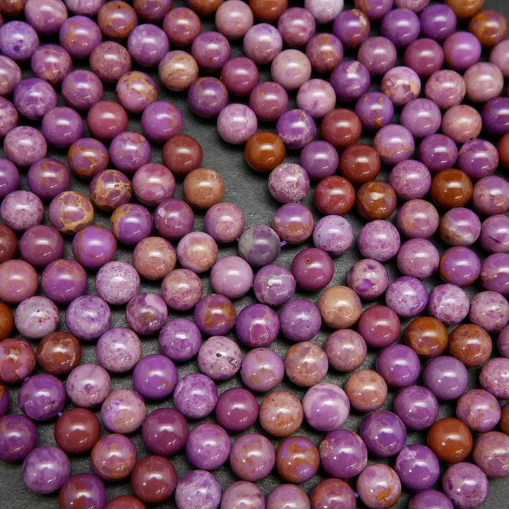 Mixed Purple Polished Round Phosphosiderite Beads