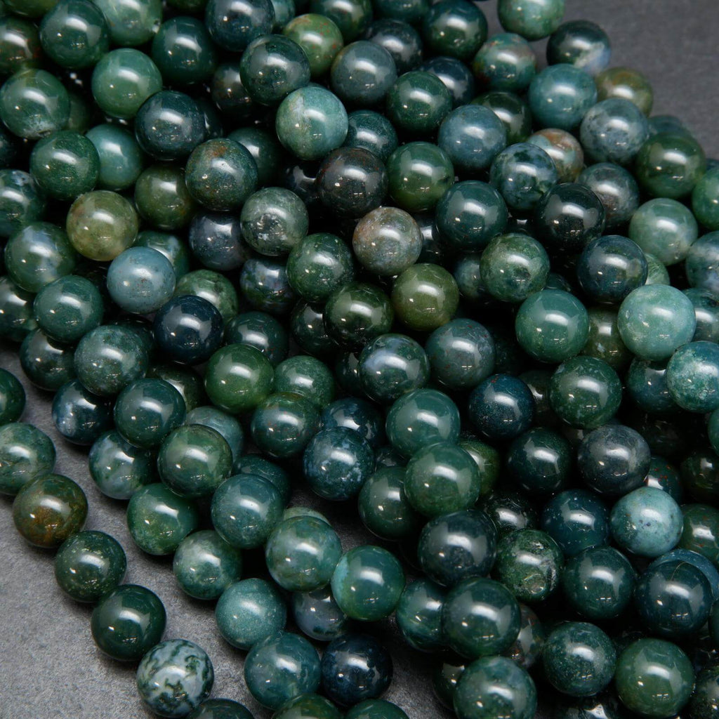 Green Moss Agate Beads.