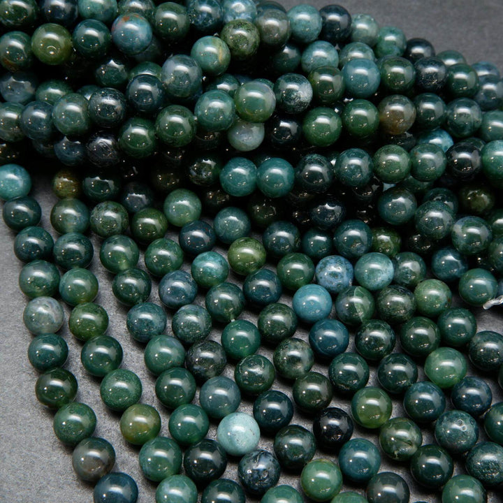 Green Moss Agate Beads.