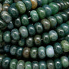 Moss agate rondelle beads.