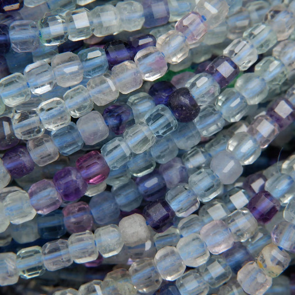 Multicolor Fluorite Cube Beads.