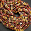 Red and yellow rondelle shape mookaite jasper loose beads with matte finish.