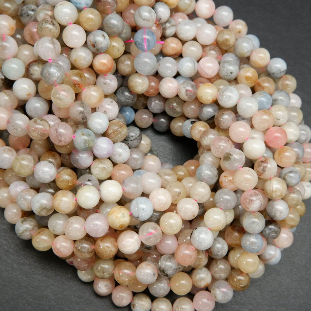 Multicolor round beryl beads for jewelry making.