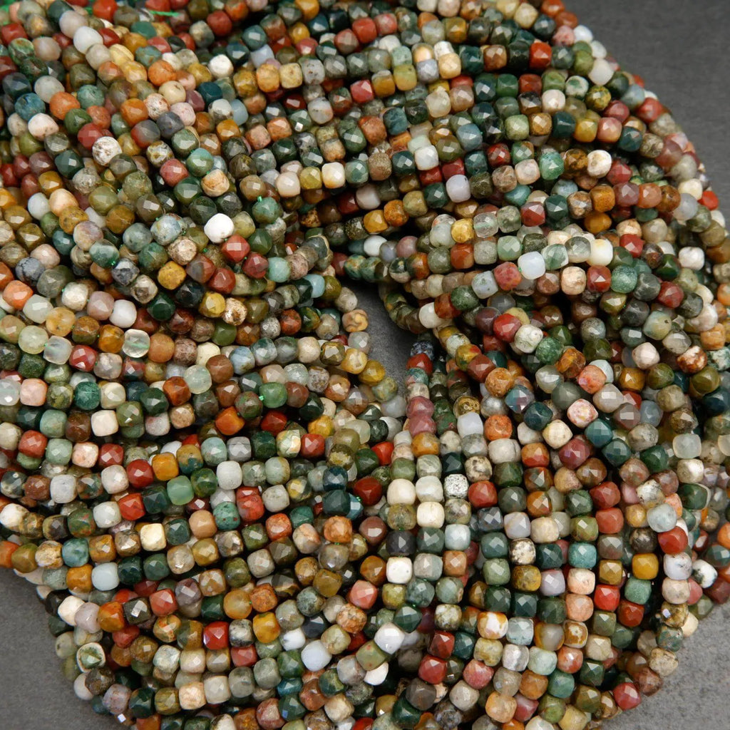 Ocean Jasper Cube Shape Beads.