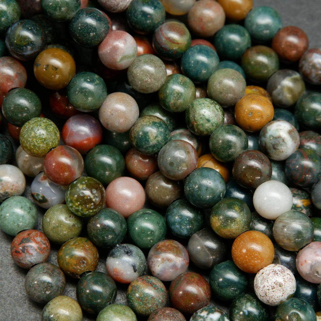 Multicolor Ocean Jasper Large Hole Beads.