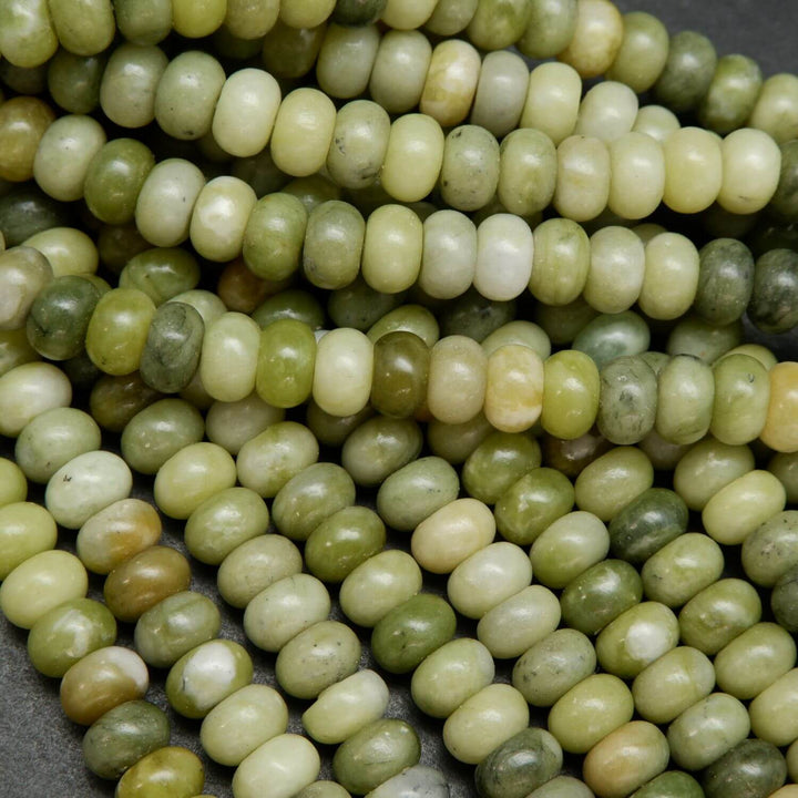 Green rondelle jade beads.