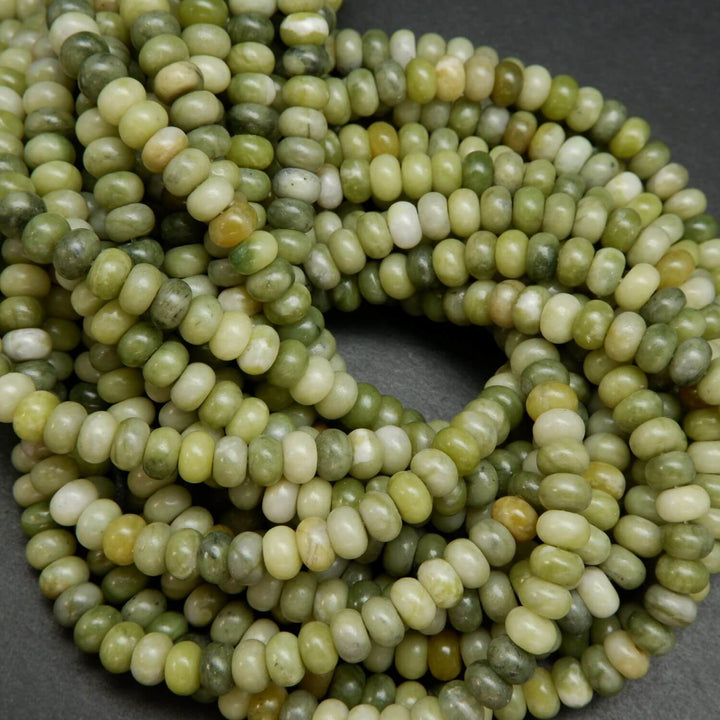 Green rondelle jade beads.