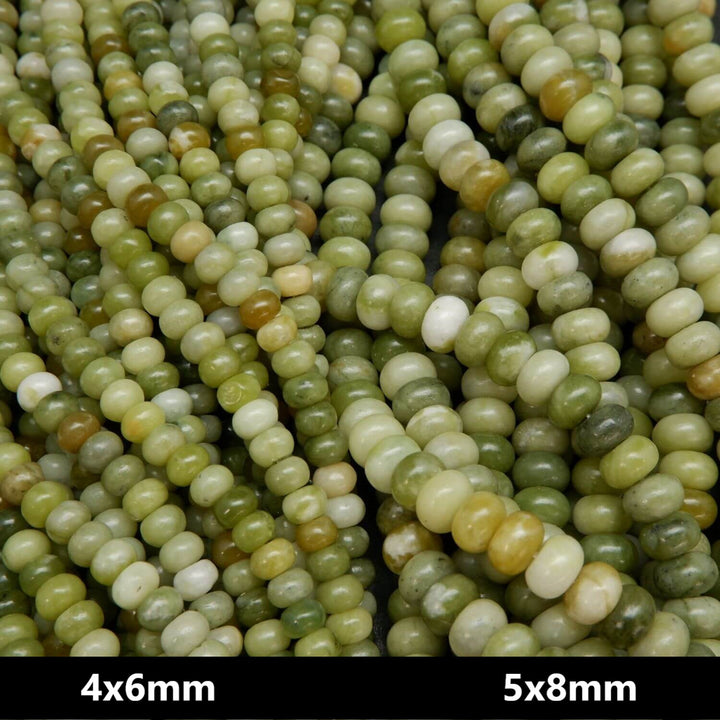 Green rondelle jade beads.